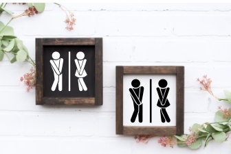 Unisex restroom wooden sign, bathroom sign,funny sign, housewarming decor , modern farmhouse sign, mini sign