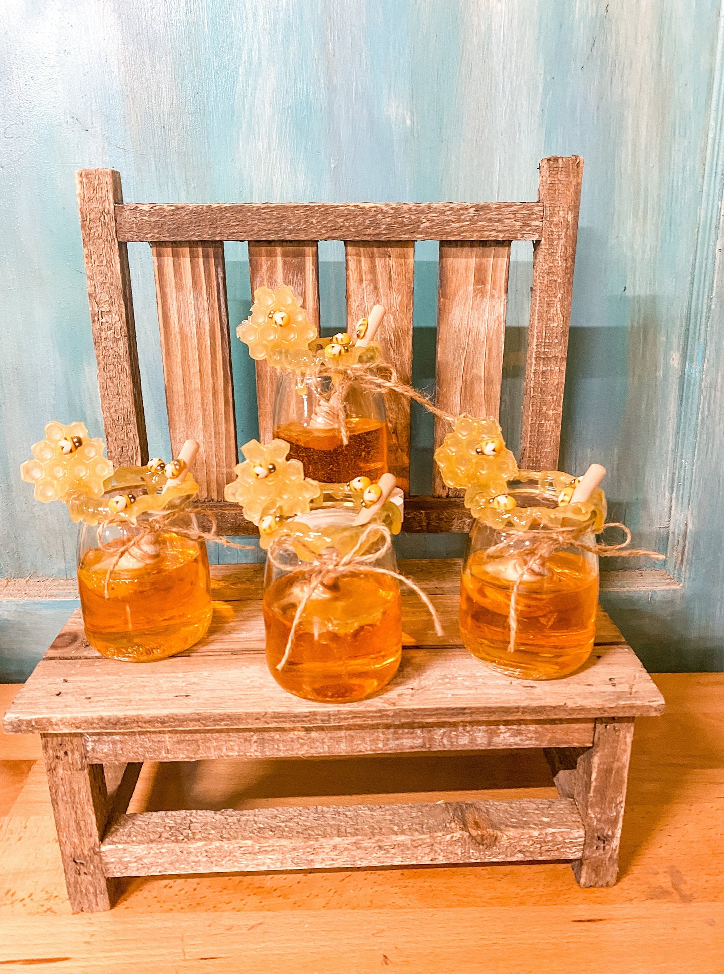 Faux/ Fake Honey Pot withs Bees and Dipper, Tiered Tray Decor, Summer Decor, Bee Decor, Farmhouse Decor