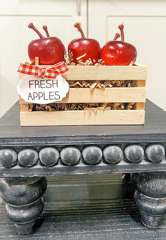 Apple crate, fresh apples, apples decor, tiered tray size, apples