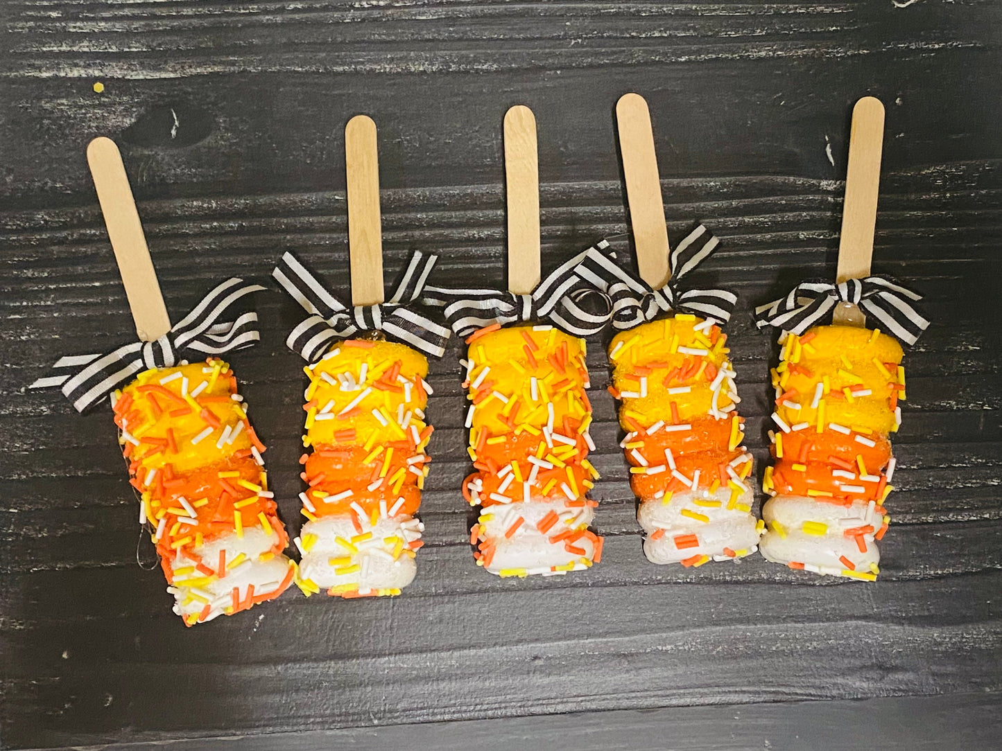 Candy corn popsicle, fake popsicle, Halloween decoration, Halloween, Halloween treat, popsicle