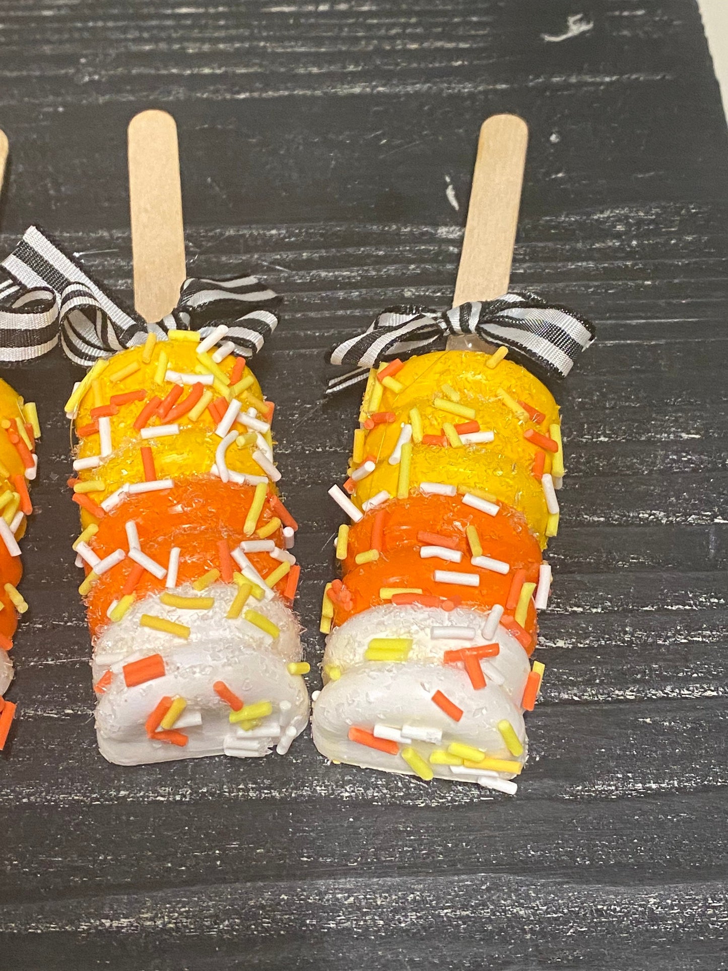 Candy corn popsicle, fake popsicle, Halloween decoration, Halloween, Halloween treat, popsicle