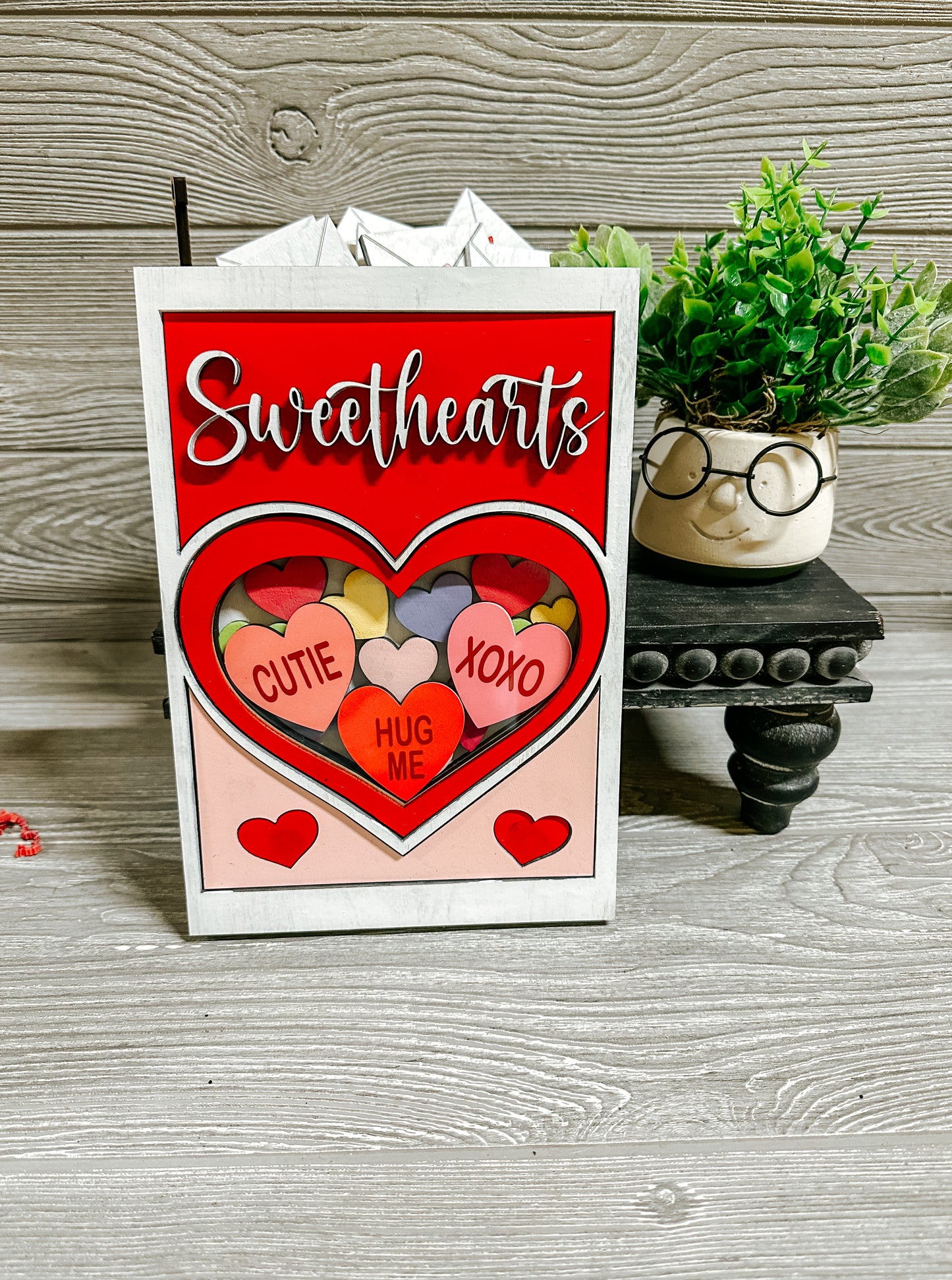 Wreath Attachment Conversation Heart Box, Valentine Shaker signs, Valentine Shakers, Valentine Signs, Shaker Box, Sweetheart Conversation Heart Shaker