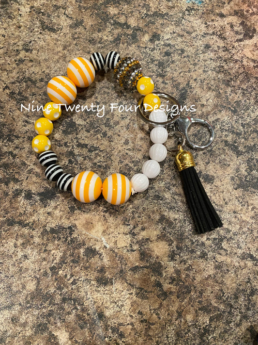 Yellow/black wristlet Key Chain