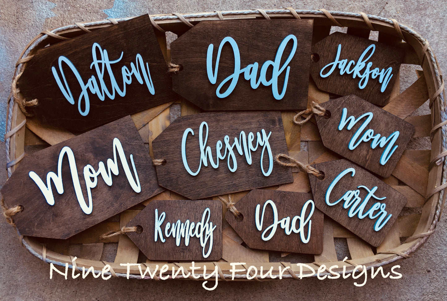 Wood Stocking Tags 3D Names