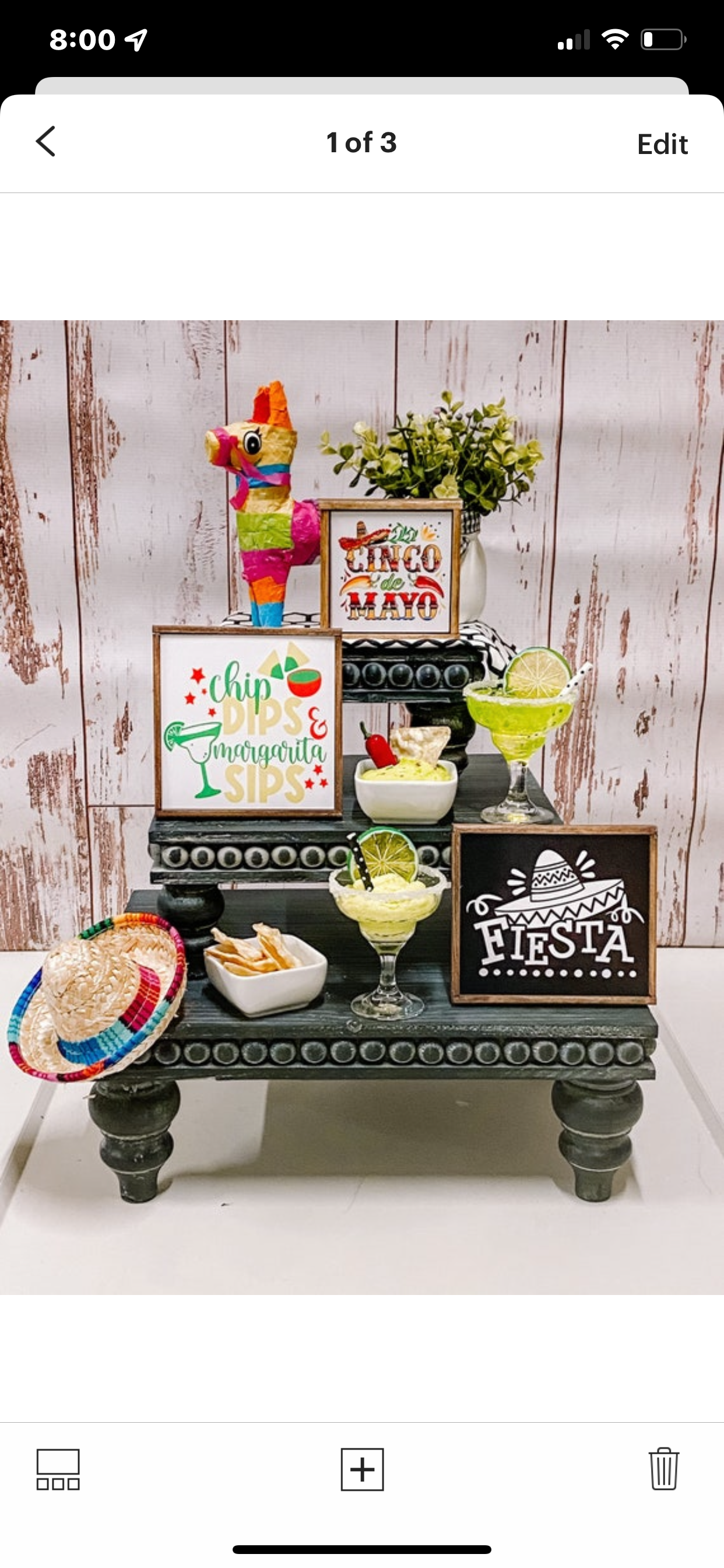 Taco, margarita, guac tiered tray decor