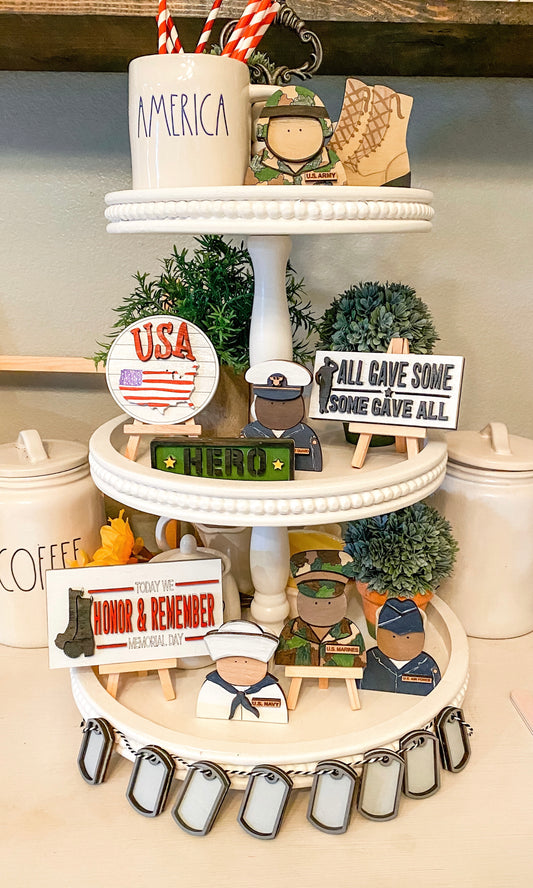 Memorial Day tiered tray decor