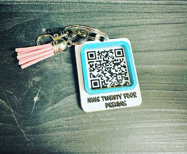 QR Code Keychain / Personalized Keychain / Small Business Supply / Digital Business Cards