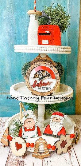 Santa Mrs Clause Cookies Tiered Tray Signs